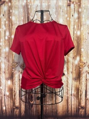 Red Short Sleeve Twist-Front Tee